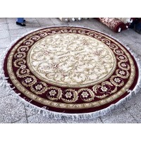 Китайский ковер 0019 Красный-крем круг
